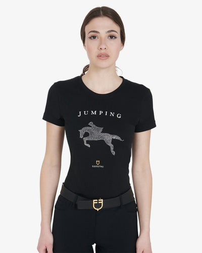 Equestro  Damen T-Shirt kurzarm rundhals mit Strassteinen