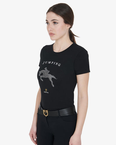 Equestro  Damen T-Shirt kurzarm rundhals mit Strassteinen