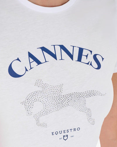 Equestro rundhals T-Shirt für Damen mit Strassbesatz