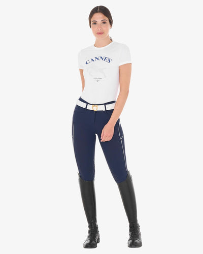 Equestro rundhals T-Shirt für Damen mit Strassbesatz