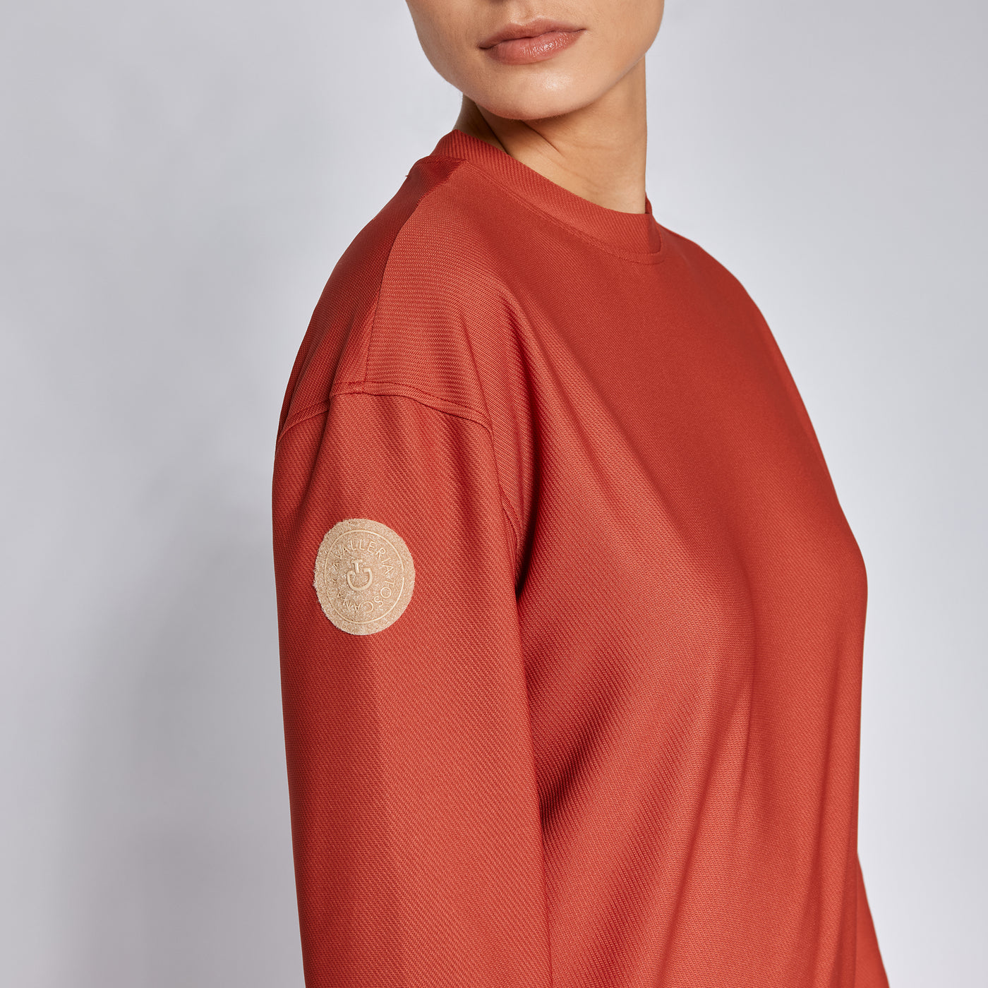 Cavalleria Toscana Damen Rundhalssweatshirt "Diagonal Weave"