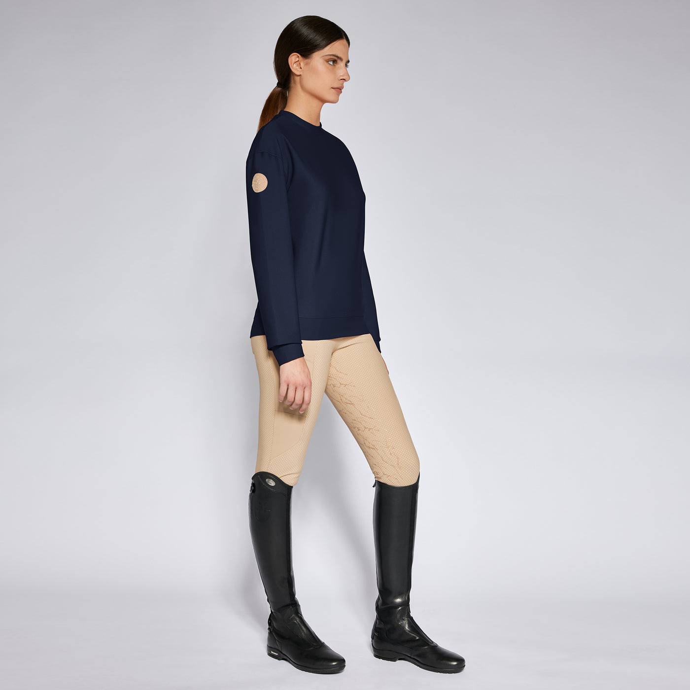 Cavalleria Toscana Damen Rundhalssweatshirt "Diagonal Weave"