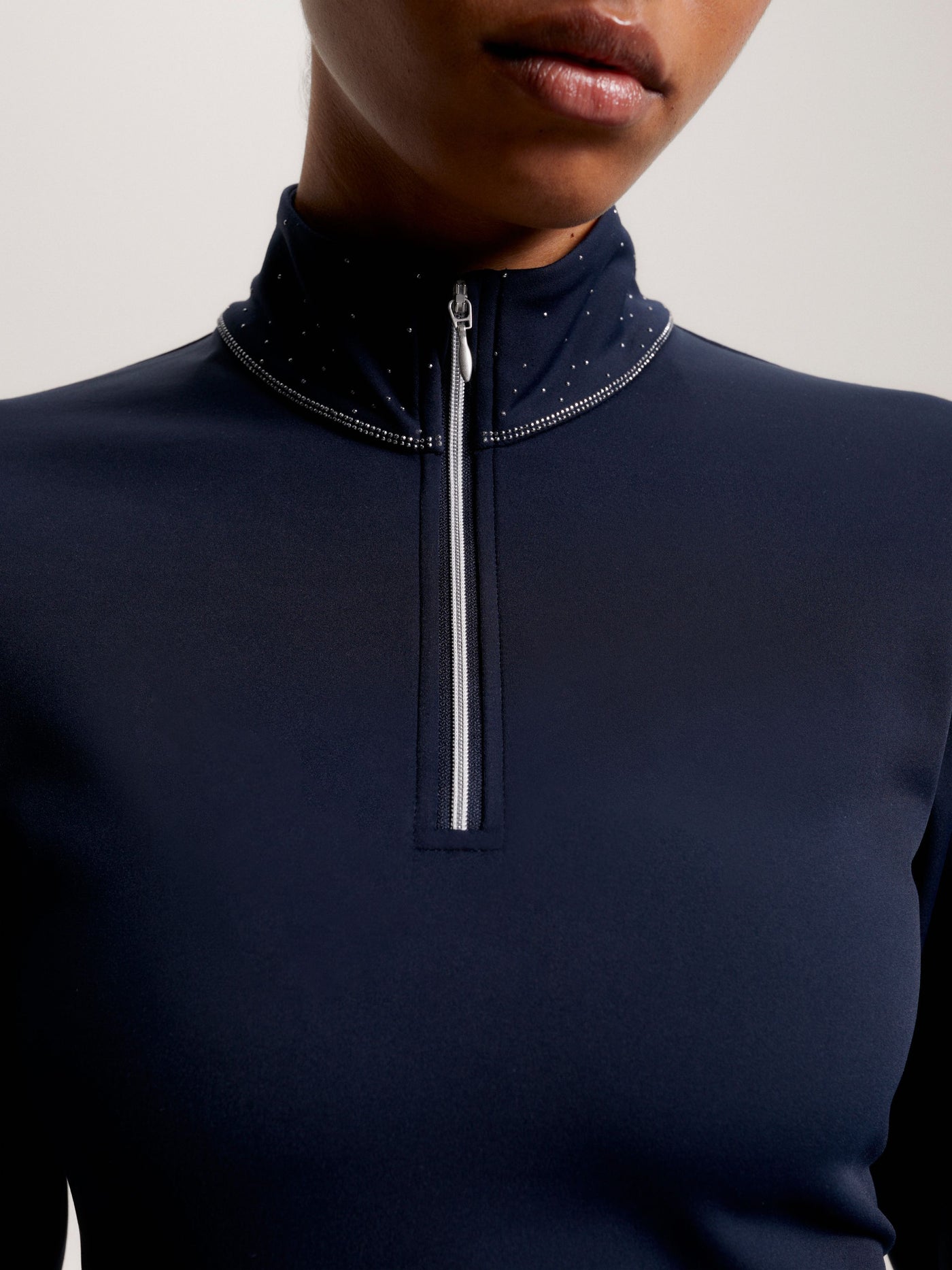 Tommy Hilfiger Damen Thermo Shirt mit Reißverschluss und Glitzer